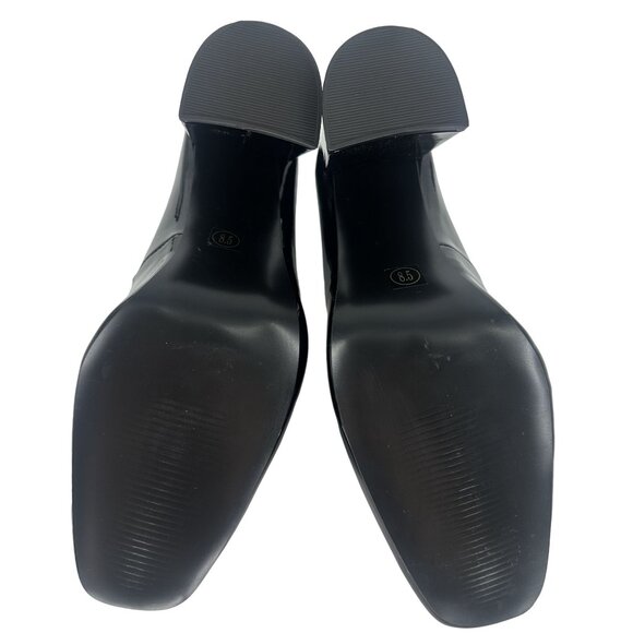 Steve Madden Black Patent Synthetic Leather Square Toe Block Heel Shoe 8.5M - Picture 6 of 7